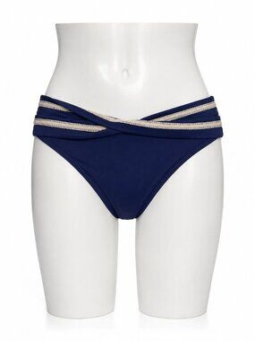 Robin Piccone Womens Bikini Bottom Navy Blue Swimwear Size Small